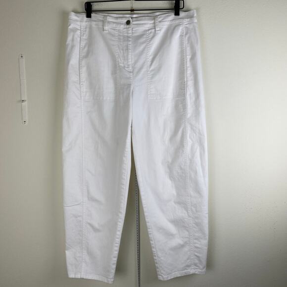 Eileen Fisher Lantern Jeans Size L White Organic Cotton Crop Denim Casual Staple - Picture 7 of 13